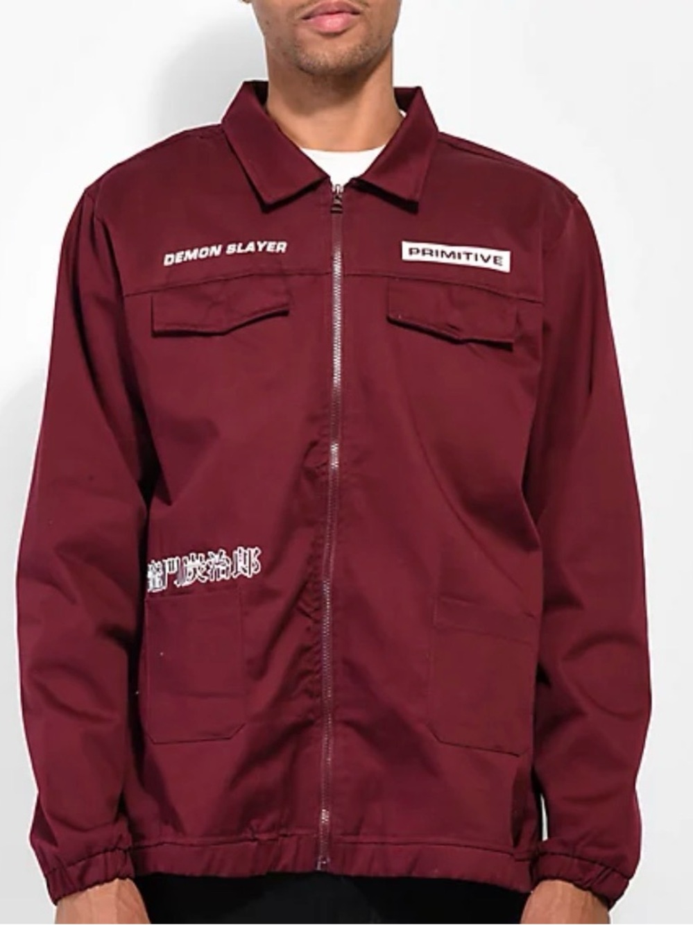 Primitive Demon Slayer Tanjiro Utility Jacket Burgundy Mens XL NWT